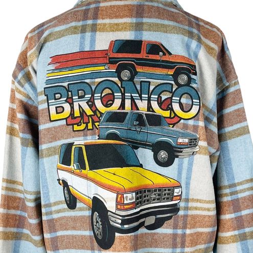 Ford Bronco Women's Flannel Jacket Shacket Vintage Style Plaid XS Preowned  EUC