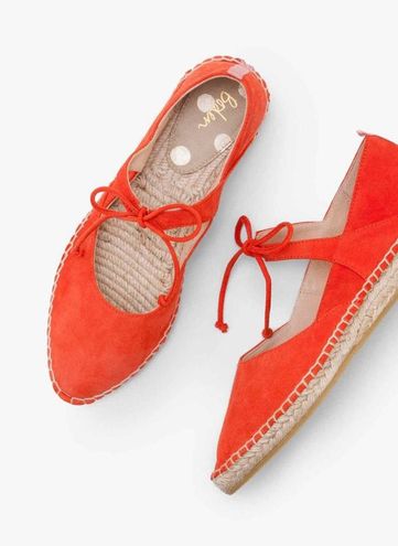 NWOB Boden Claire Suede Flat Espadrilles Red Pop Size 9 50 48