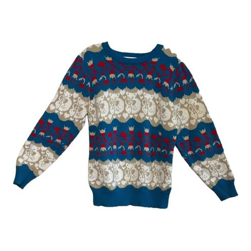 Teddy Bear Sweater Blue Vintage Pullover 80's Women S 
