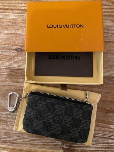 lv black grid wallet