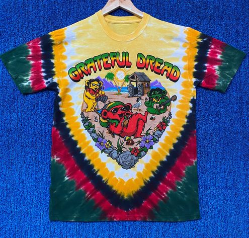 Grateful Dead Positive Vibrations Tie-Dye T-Shirt Tee Liquid Blue