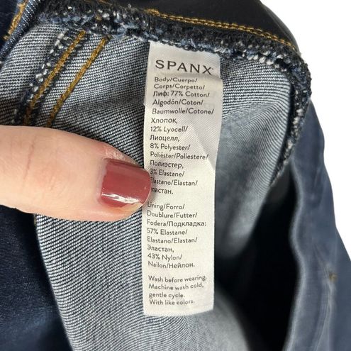 Spanx Size L Distressed Ankle Skinny Jeans High Rise Stretch Denim Raw Hem  20203