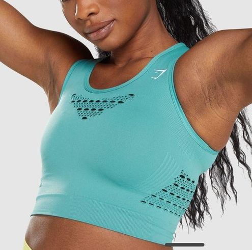 Gymshark model wearing the Energy+ Seamless in Indigo. Power up