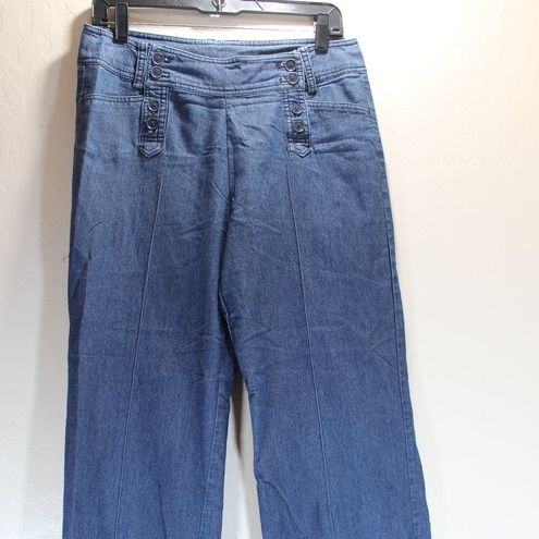 Larry Levine Chambray Dark Denim Wide-Leg Trouser Pants - Size 8 - $18 -  From Carmen