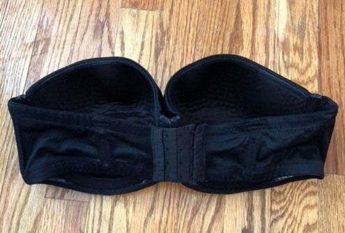 Cacique Plus Size Solid Black Satin Strapless No Straps Lined