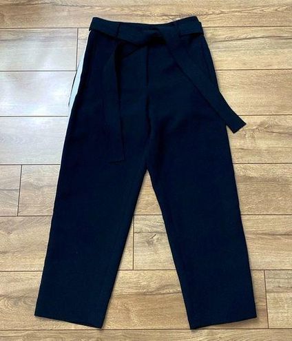 Wilfred Tie Front High Waisted Polyester Belted Pants Black