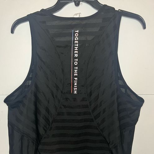 Lululemon Peloton Black Mesh Striped Tank Top Size 10 - $28 - From