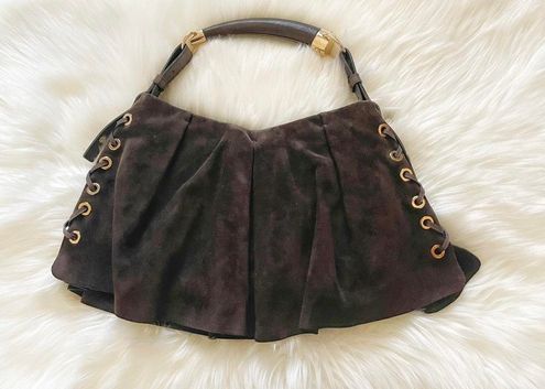 Yves Saint Laurent, Bags, Ysl Saint Laurent Mombasa Aged Brown Leather  Hobo Bag With Horn Detail