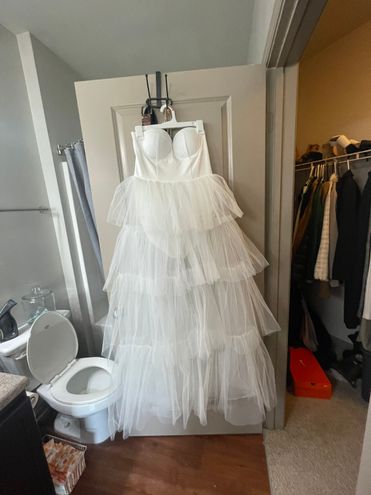 White Tulle Dress, White Bridesmaids Formal Halter Dress, Tulle Cockta