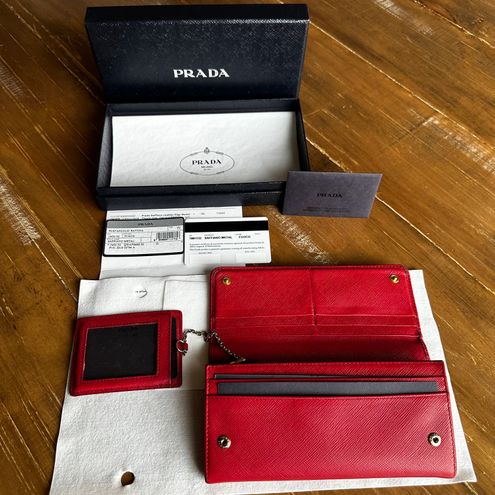 Authentic Prada Portafoglio Pattina Saffiano Tuc Nero Wallet