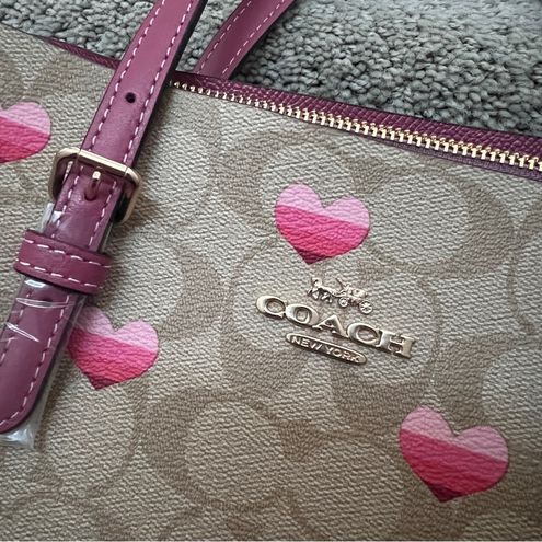 Coach, Bags, Coach Mollie Tote 25 Crossbody In Signature Canvas With  Stripe Heart Print