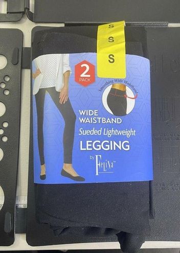 Felina Ladies' Black Wide Waistband Sueded Lightweight Leggings 2 Pack size  M