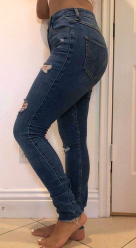 Hollister Women Ultra High Rise Super Skinny Jeans Size 7R/28 Distressed  Denim