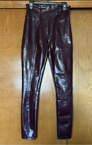 Spanx Faux Patent Leather Leggings in Ruby Size Medium Tall - $75 - From  Callie