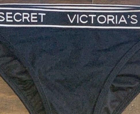 NWT Victoria's Secret Double Banded Halter Bikini Blue Black Gray VS Logo  34A XS