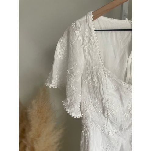 Morning in Mallorca White Cotton Eyelet Short Sleeve Mini Dress