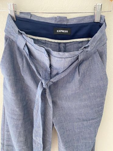 EXPRESS Petite Paperbag Taper Pants Blue Size 00 - $27 (69% Off