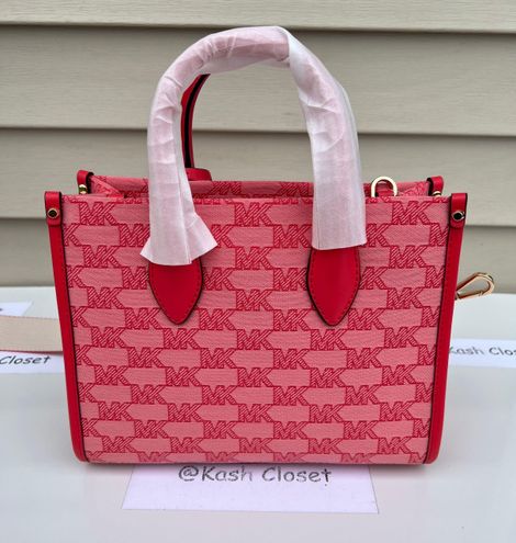 Michael Kors Mirella Small Shopper Top Zip Tote Crossbody Carmine