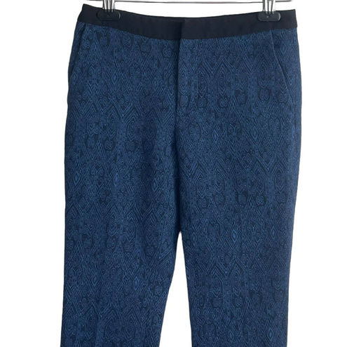 ZARA Pants Women XS Blue Black Slim Leg Damask Print Zipper Clasps Pockets  - $26 - From Dawn