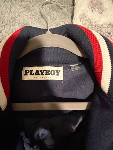 Playboy By PacSun Blue '53 Letterman Bomber Jacket