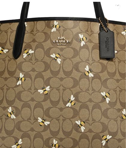 NWT Coach City Tote In Signature Canvas With Bee Print C8590