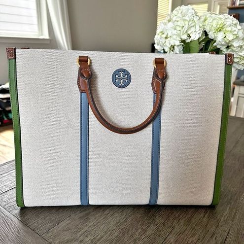 Tory Burch Bags | Nwt Tory Burch Blake Canvas Jumbo Tote Tanoatmeal | Color: Cream/Tan | Size: Os | Indyswendy's Closet