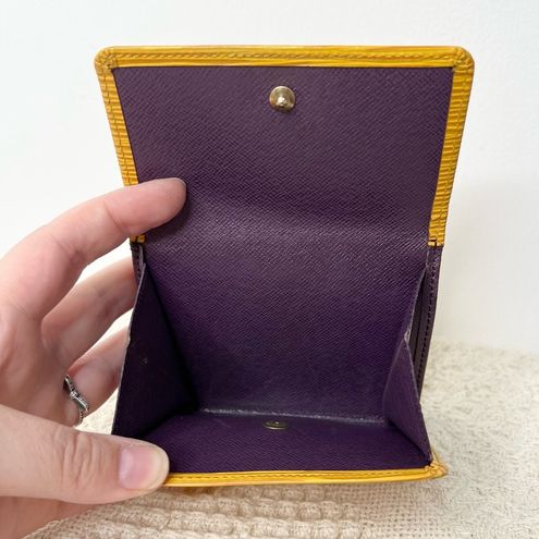 Authentic Louis Vuitton Yellow epi With purple Inside Snap Wallet