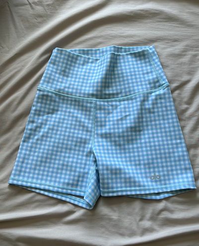 Alo Yoga gingham bike shorts Blue 23 61 Off Retail From Maddie