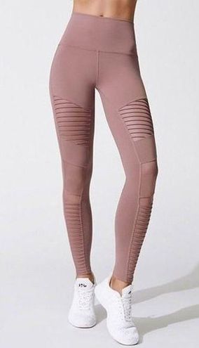 Alo Yoga High-Waist Moto Leggings Smoky Quartz Mesh Cut-Outs Hi-Rise Edgy  Tights Size XXS - $29 - From Shop