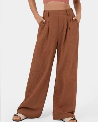 Halara High Waisted Plicated Side Pocket Wide Leg Solid Palazzo