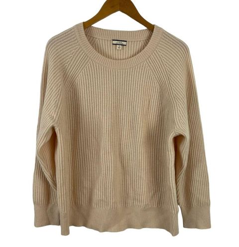 J.Crew Ribbed Cashmere Oversized Crewneck Sweater Ivory Cream Neutral  Medium - $165 - From Daniele