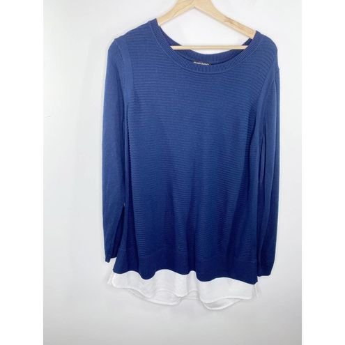 Hilary Radley Blue Crew Neck Long Sleeve Layered Sweater Women's Size  X-Large XL - $22 - From Taylor