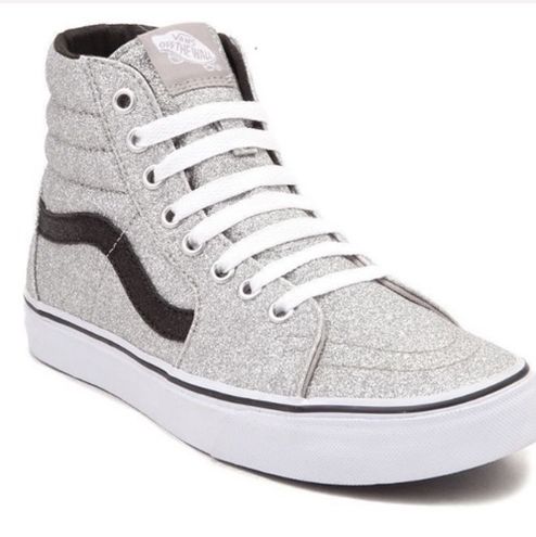 silver glitter vans high top