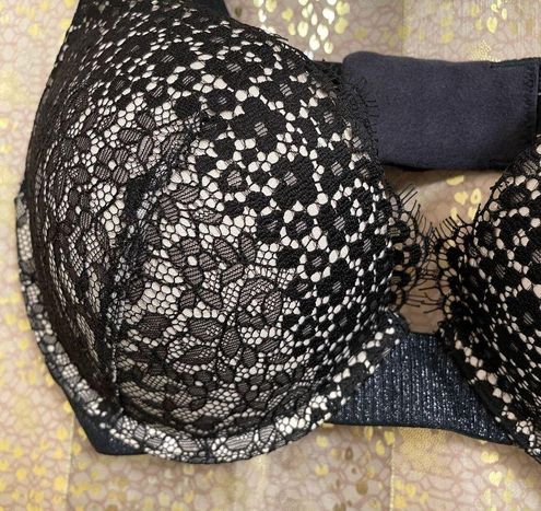 Victoria's Secret Black Cream Floral Lace Metallic Push Up Bra 34C NWOT  Size undefined - $28 - From Jessica