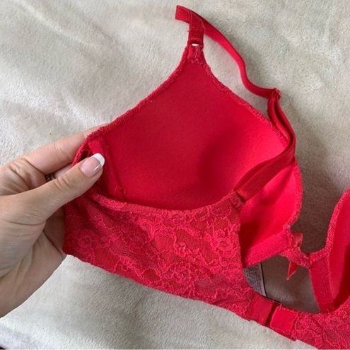 Victoria's Secret Red Lace Push Up Bra Size 34B - $24 - From Madelynn