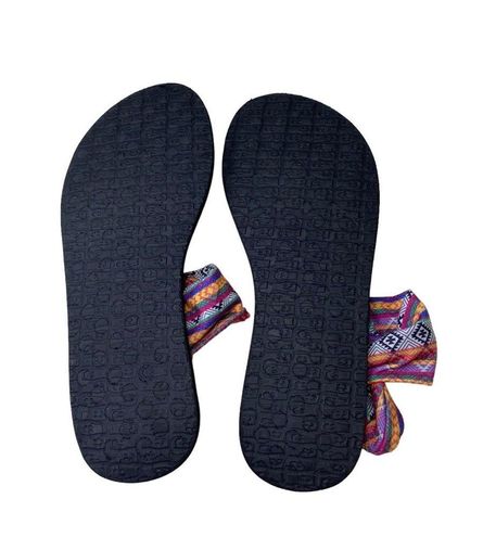 Sanuk Yoga Sling Sandals Flip Flop Aztec Blue Yellow Pink. Size 9