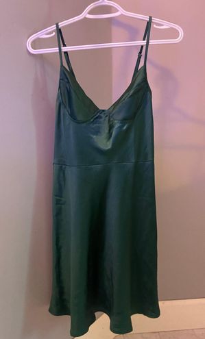 Lebby Mini Dress in Satin Forest Green