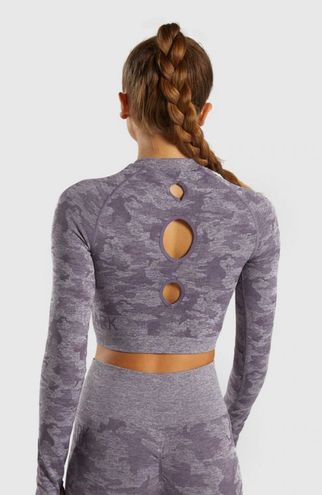 Gymshark Camo Seamless Long Sleeve Crop Too Purple - $33 (26% Off Retail)  New With Tags - From Bri