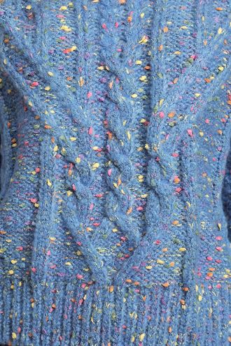 Sweet One Blue Speckled Cable Knit Sweater
