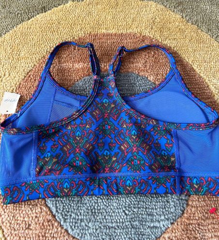 Aerie NWT Royal Blue Pattern Mesh Racerback Padded Sports Bra