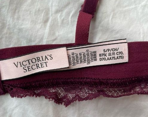 Victoria's Secret Burgundy Velvet and Lace Triangle Bralette Small
