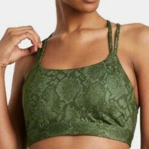 Target All In Motion Olive Green Snake Print Sports Bra Size XS