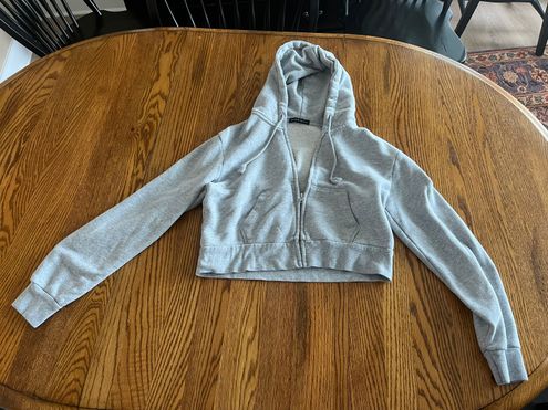 Brandy Melville Gray Full Zip Cropped Jacket Size M - $32 - From gabi