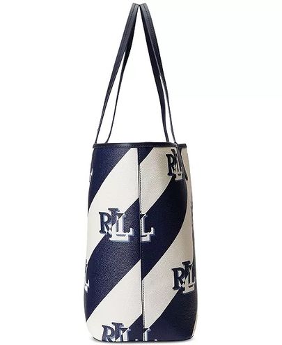 Lauren Ralph Lauren Coated Canvas Large Collins Tote Bag - French Navy