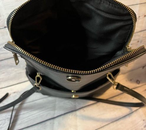 SASHA+SOFI SHOULDER BAG Crossbody Purse Black Leather 4 pockets