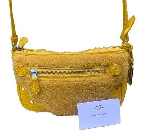 Coach Purse Small Rhyder Pochette Leather Shearling Crossbody Yellow Style  36490 - $79 - From Jessica