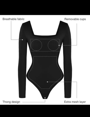 Popilush Long Sleeve Square Neck Shapewear Bodysuit - $17 (66% Off Retail)  - From Siarah