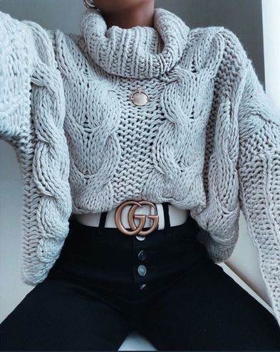 VICI Cable Knit Sweater Gray Size L 