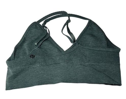 Lululemon Ebb To Street Heathered Fuel Green Sport Bra Size 8