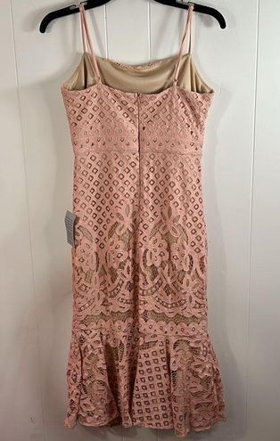 Unlimited Love Dusty Pink Lace Trumpet Midi Dress